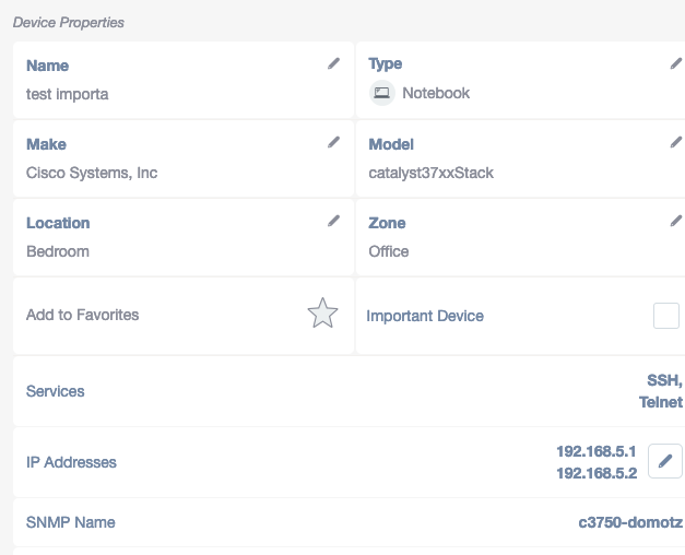 Device management Overview screenshot 9 Main IP Address