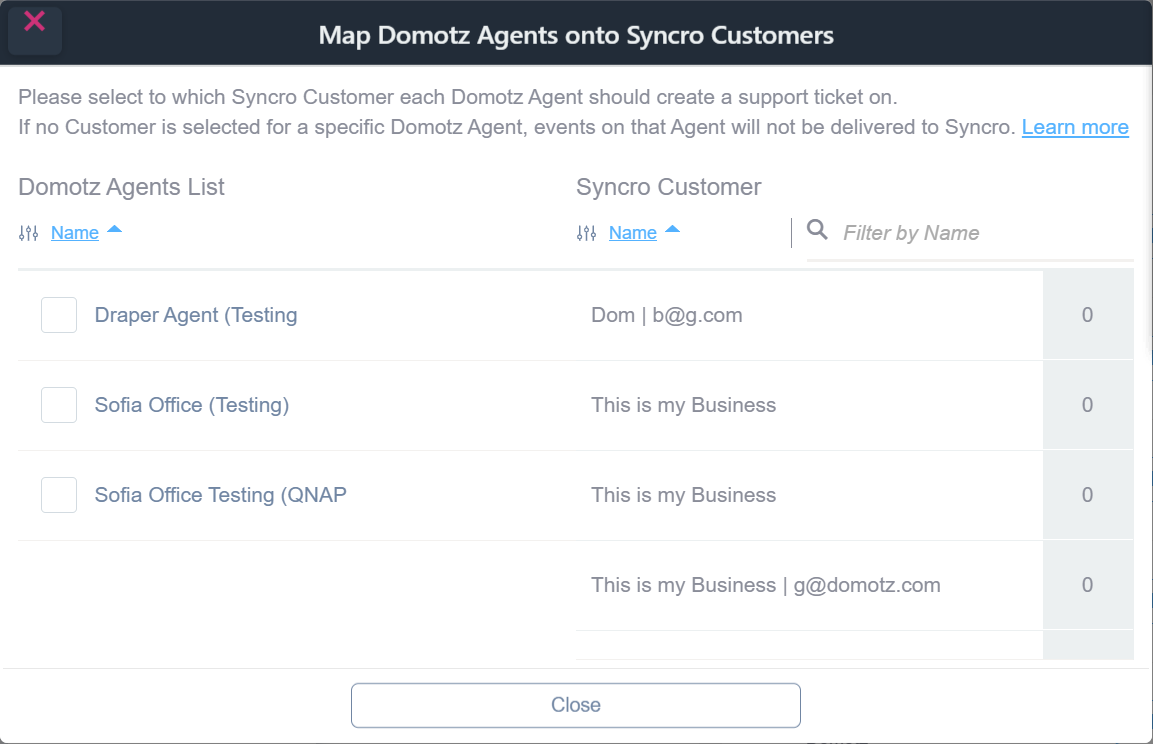 Map of agents on Syncro customers