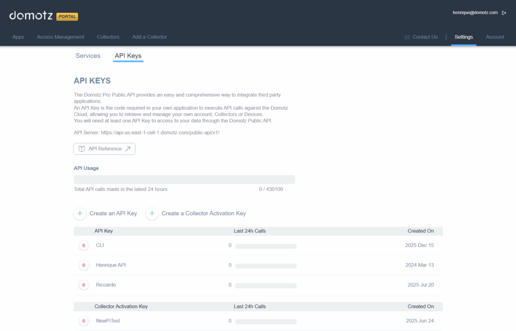 API Keys Settings Section