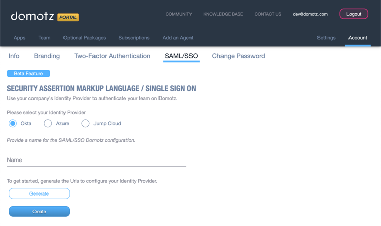 SAML:SSO Authentication screenshot 1