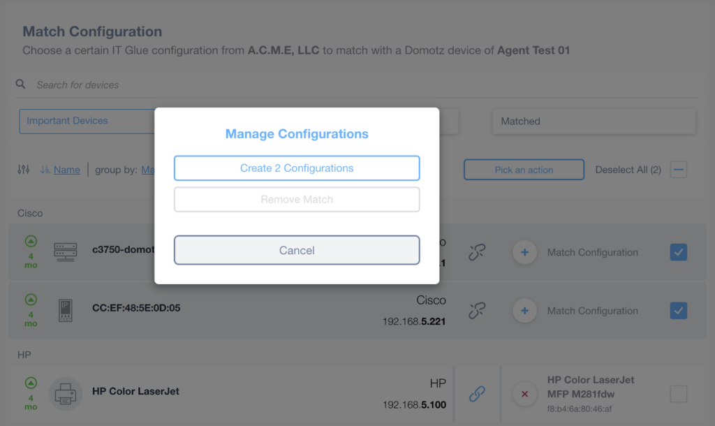 Domotz IT Glue integration screenshot 12