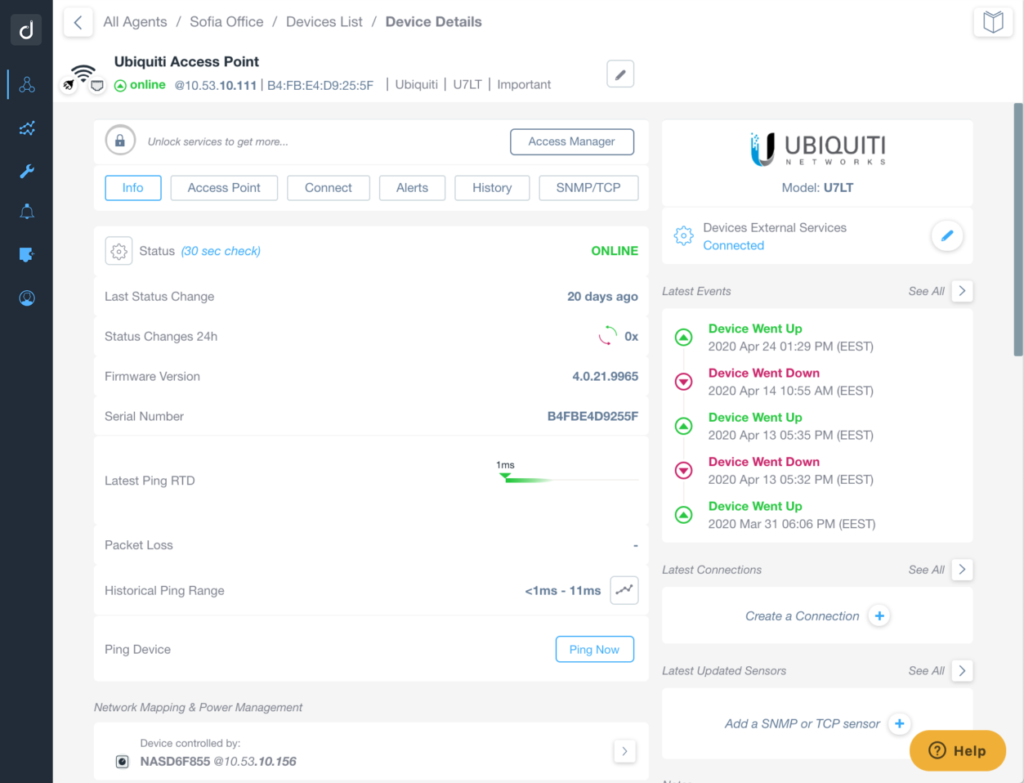 Remote power management for Ubiquiti devices