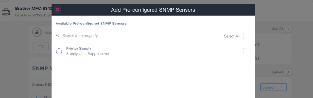 Add a pre-configured SNMP sensor.
