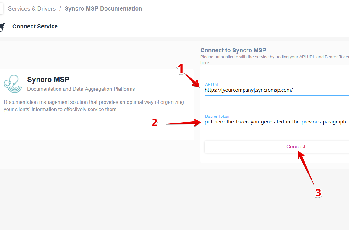 Domotz Syncro Integration - Configure the Integration