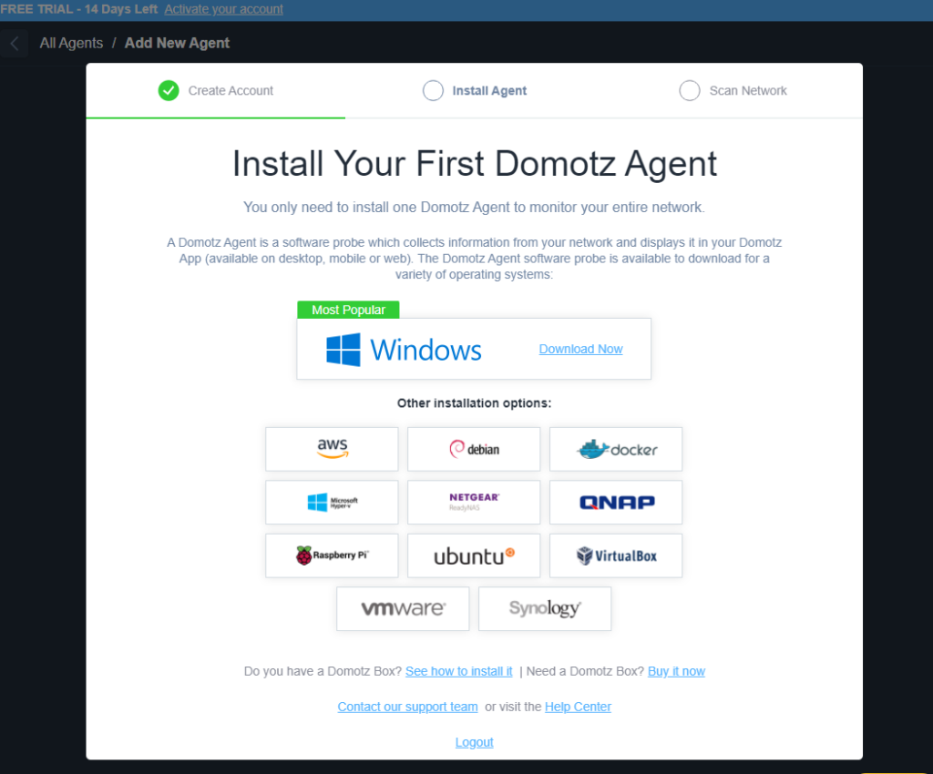 How to get started with Domotz installing your first Agent