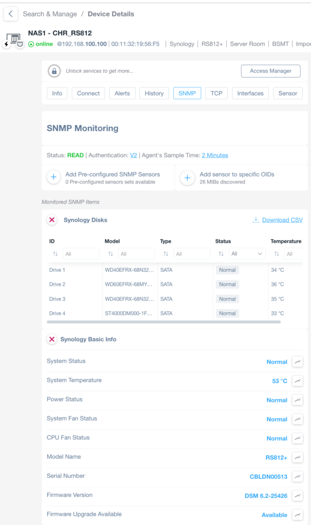 SNMP templates for Synology NAS