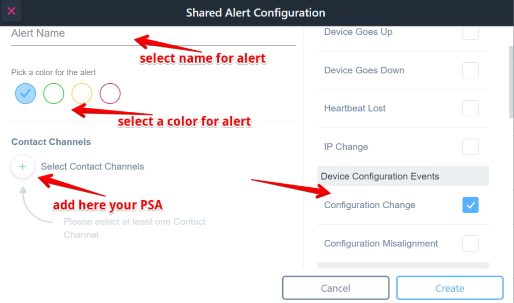 Shared Alert Events Configuration Changes