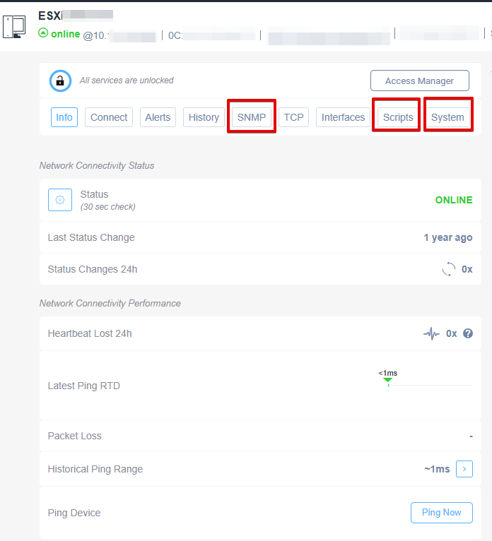 Alerts on sensors for SNMP monitoring examples