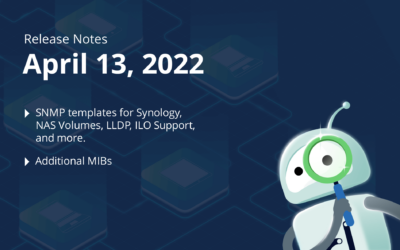 April 13, 2022 – SNMP templates for Synology, NAS Volumes, LLDP, ILO Support, and more.