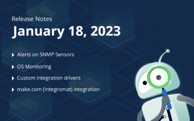 January 18, 2023 – Alerts on SNMP Sensors, OS monitoring and custom integration drivers, and make.com (Integromat) Integration
