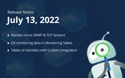 July 13, 2022 – Monitor more SNMP & TCP Sensors, OS monitoring data in Monitoring Tables
