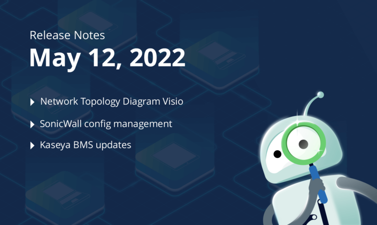 May 12, 2022 – Network Topology Diagram Visio, SonicWall config management, Kaseya BMS updates, and more