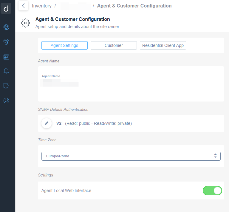 Agent & Customer Configuration page - the 'Agents Settings' section preview