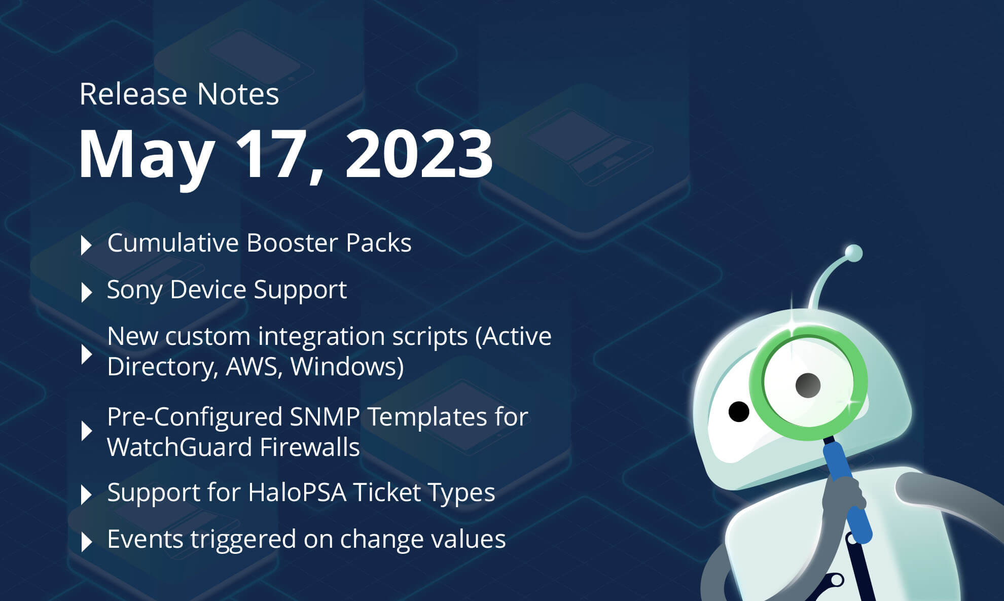 Release notes Watchguard Firewall SNMP pre-configured sensors, cumulative booster packs and more