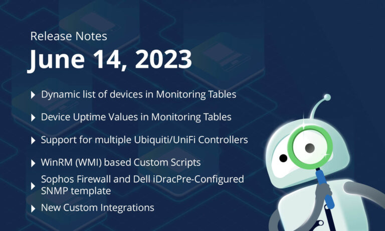 June 14, 2023 – Dynamic Tables, AWS Monitoring, Ubiquiti/UniFi Controller improvements, SNMP sensors for Sophos Firewall and Dell iDRAC