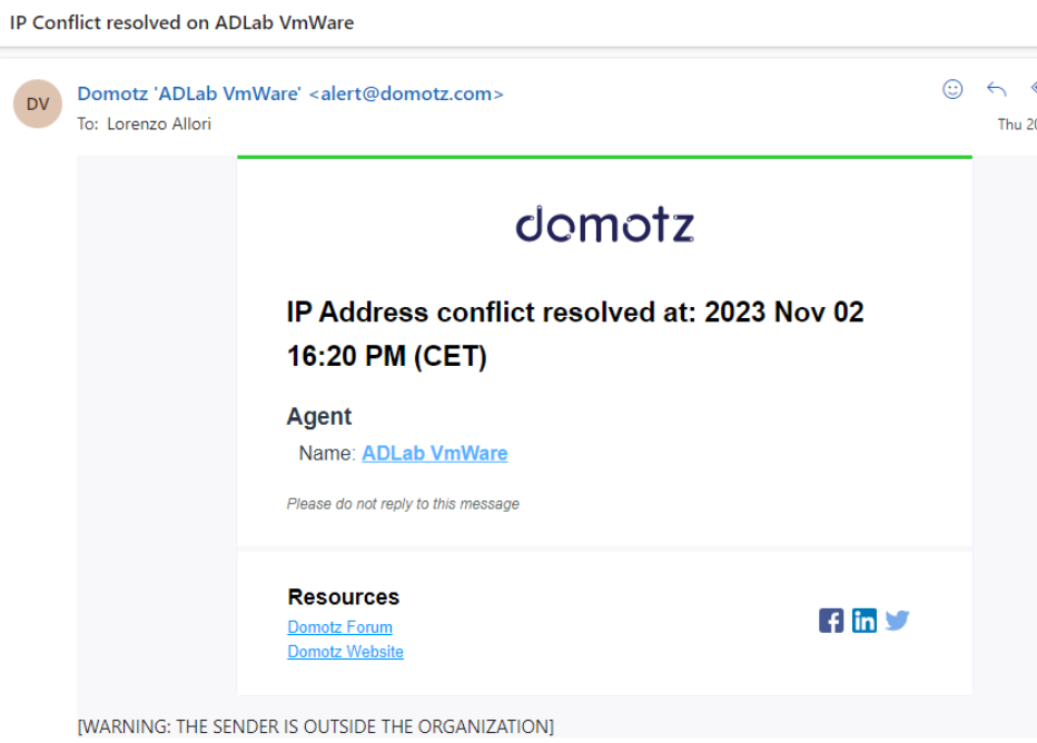 Network Troubleshooting email.