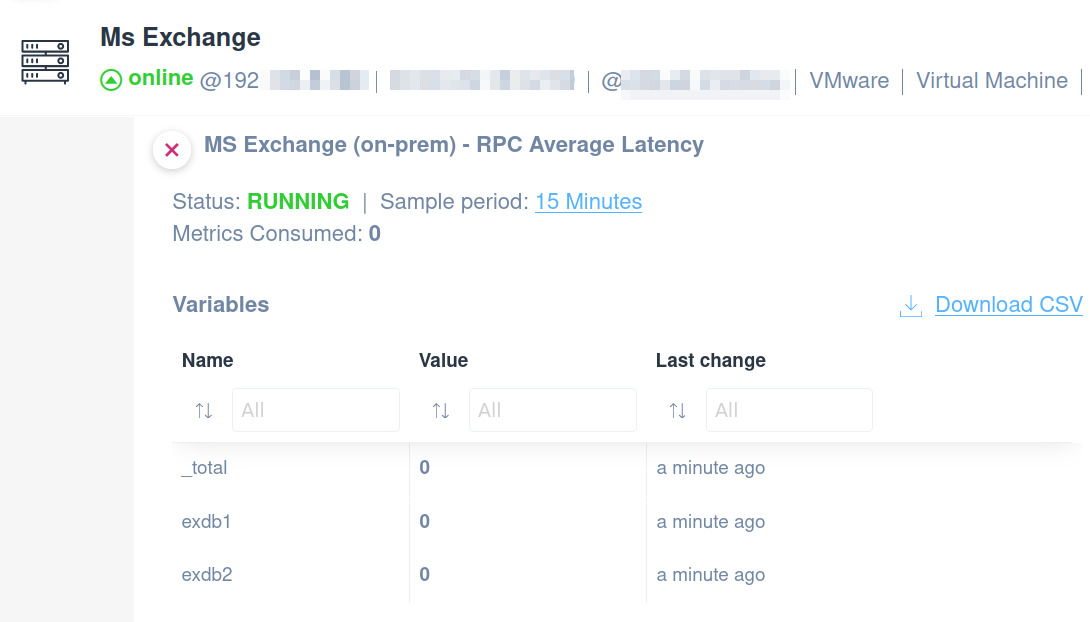 MS Exchange RPS Avg Latency information
