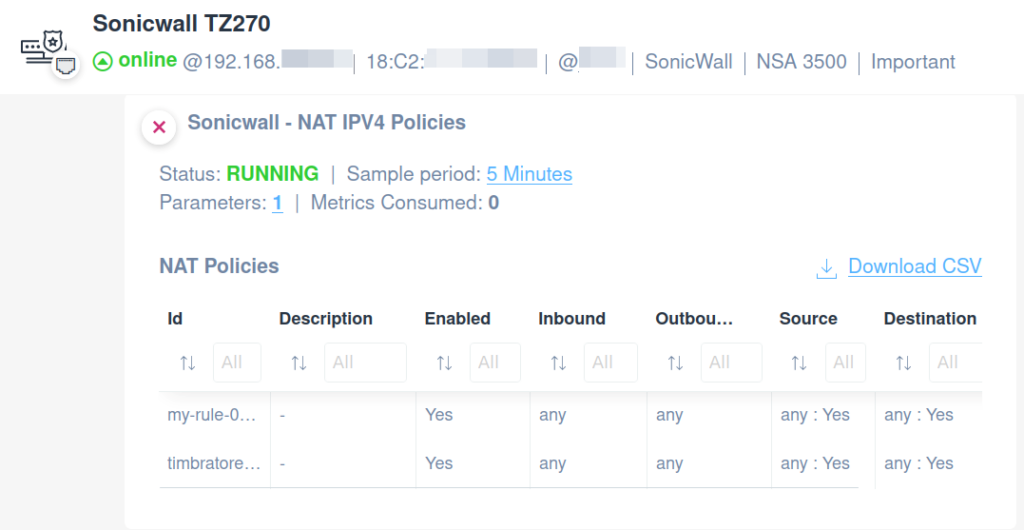 SonicWall NAT IPV4 Policies 