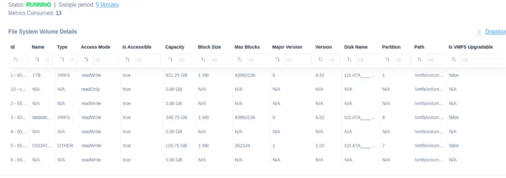 vmware esxi system volume details script