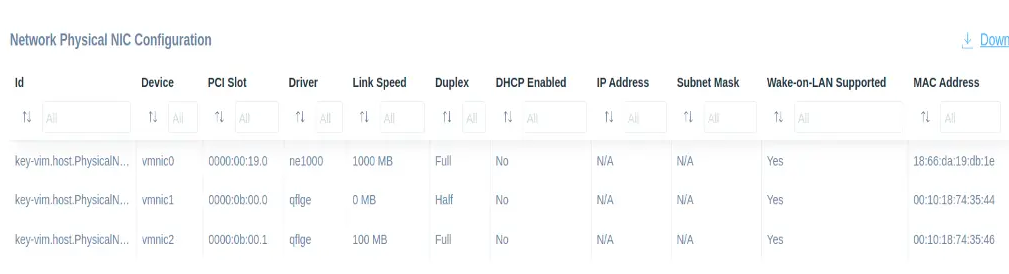 vmware esxi physical NIC configuration script