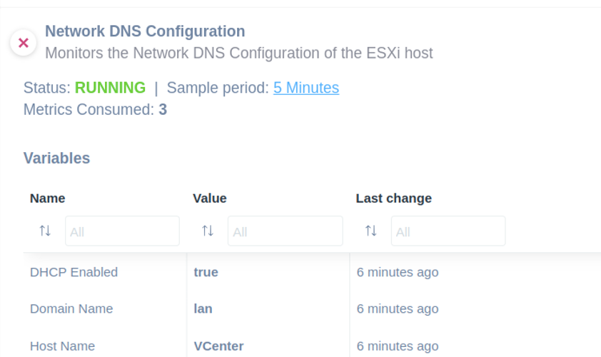 VMware ESXi DNS configuration script table