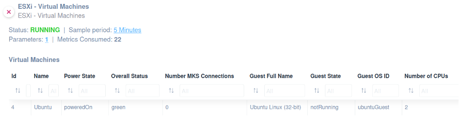 VMware ESXi Virtual Machine script table